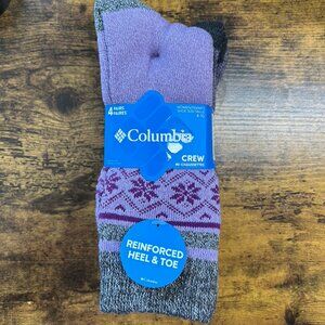 🧦 NWT Women’s Columbia Crew Socks | 4-Pair Pack | Reinforced Heel & Toe | 4–10